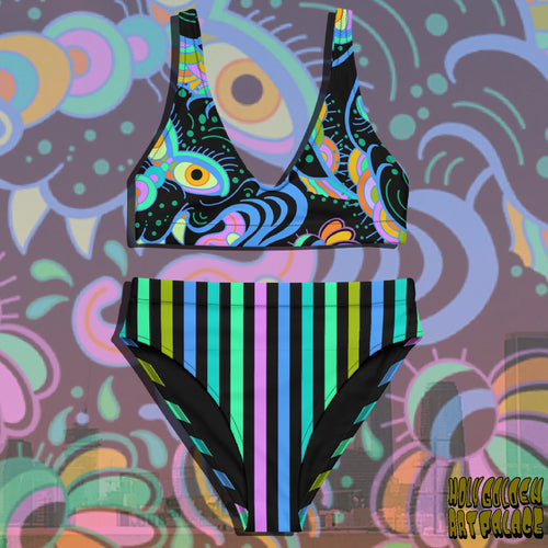 WILD NIGHT DAWGY periwinkle stripes <bikini>
